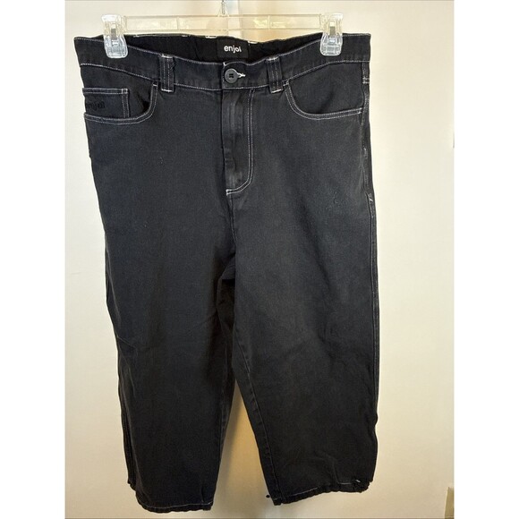ENJOI Skateboards Jeans Mens Size 34 Black Denim Barrel Leg Baggy Fit Y2K - Picture 4 of 8